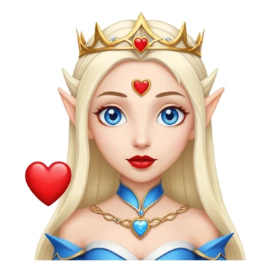 High Elf princess, blue eyes, light skin, red lips, holding a heart. sticker