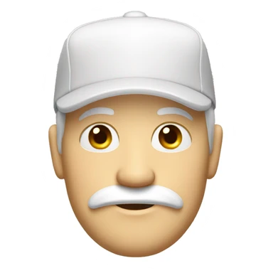 Big white man with blonde mustache and red cap sticker