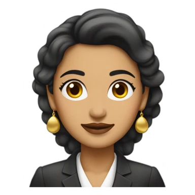 Mujer empresario con aretes de oro redondos de nariz respingada con tez morena clara y cabello castaño sticker