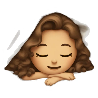 Girl with wavy brown hair sleep under the blanket sticker