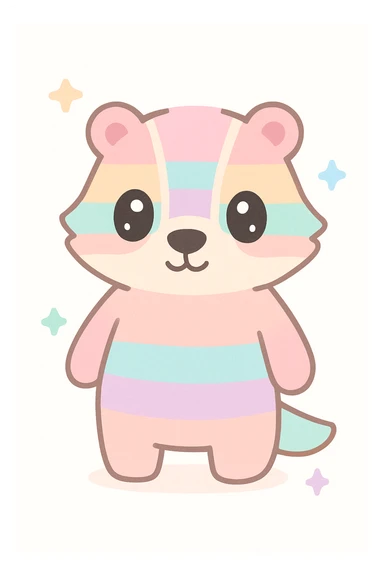 cute badger with LGBT pride colors, friendly expression, simple background sticker