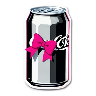 Can of Diet Coke with a pink bow on it sticker