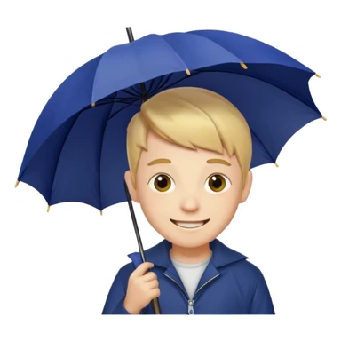 A funny boy with an umbrella in his arm sticker