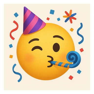 emoji with face with party horn and party hat sticker