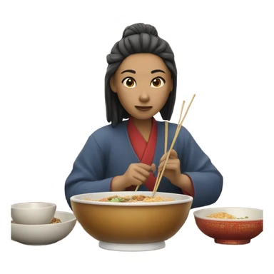 person eating chinese food sticker