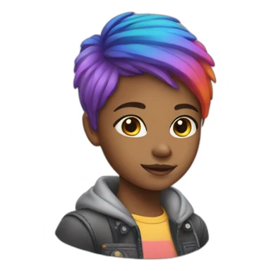 Girl with Short rainbow hair sticker