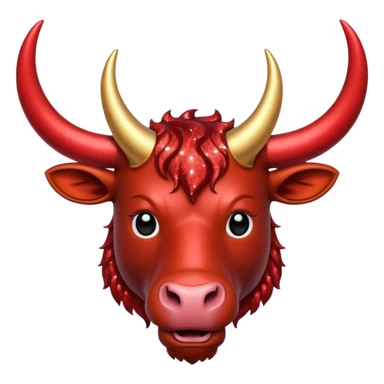 red glitter horned ox sticker