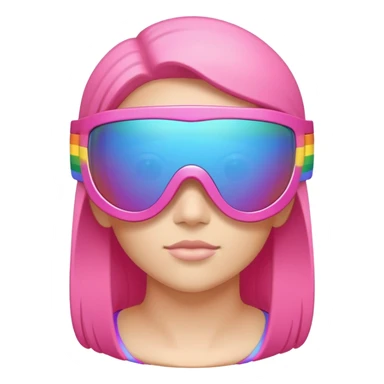 sporty pink shield visor sunglasses with extra thick frame with metallic accents, robust construction, substantial build, one-piece rainbow reflective lens sticker