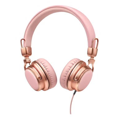 Pastel pink headphones with metallic rose gold frame and leather ear cups sticker