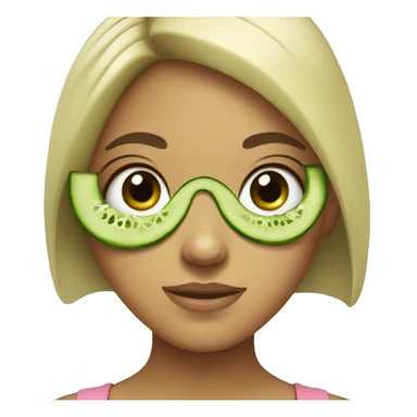 a girl with cucumbers on her eyes sticker