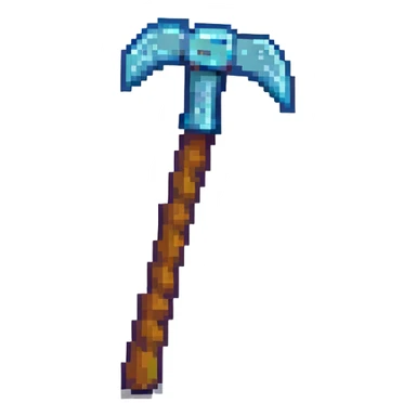 pixel art style Minecraft pickaxe, simple and iconic sticker