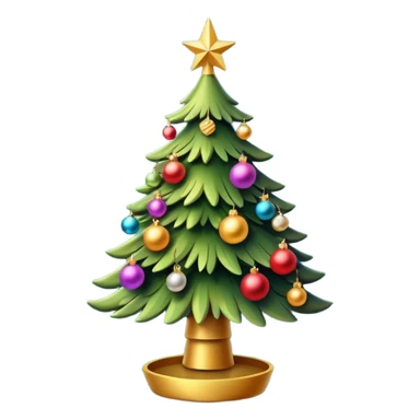 Christmas tree cute golden sticker