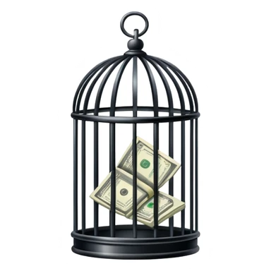 black birdcage with money inside sticker