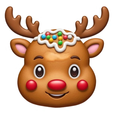 gingerbread cookie in cute reindeer face shape sticker