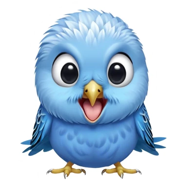 Cinematic Cute Yawning Blue Budgie Portrait Emoji, Head tilted slightly with a dramatic, wide-open yawn, showcasing a soft, downy blue feathered fur with gently drooping wings, round dark eyes barely open in drowsy contentment, Simplified yet irresistibly adorable features, highly detailed, glowing with a soft, cozy glow, high shine, relaxed yet expressive, stylized with a touch of whimsy, bright and endearing, soft glowing outline, capturing the essence of a sleepy yet affectionate budgie, so drowsy it feels like it could stretch out of the screen and curl up for a nap! sticker