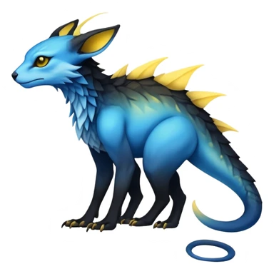  Cool Edgy blue-yellow-black-gradient ethereal badass Fionbri-Vernid-Trico-animal-creature full body  sticker
