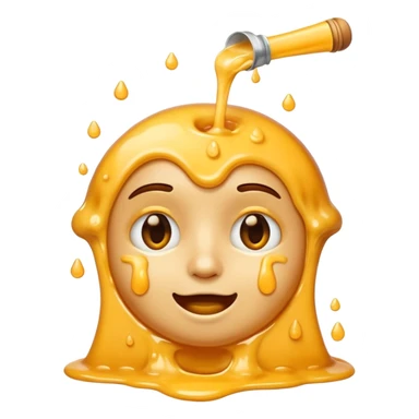 face emoji with melted cheese pouring over sticker
