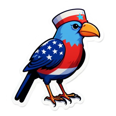 Patriotic, sick, bird  sticker