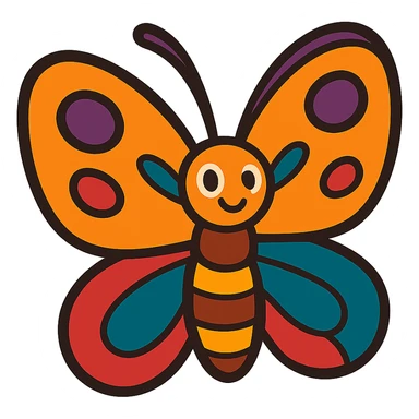 A butterfly in the style of vibrant cartoon illustrations sticker