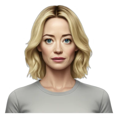 blonde Emily blunt serious wearing tee sticker