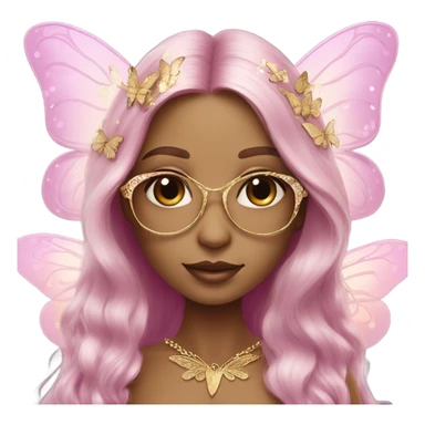 Beautiful, flower, fairy, pink, gold, silver, long hair, butterfly wings sticker