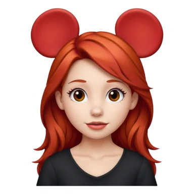 red haired girl with red mickey ears sticker