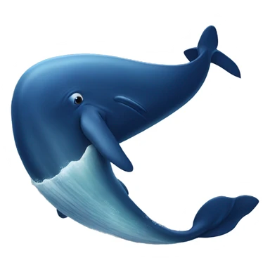 one humpback whale, swming to the left, dark blue sticker