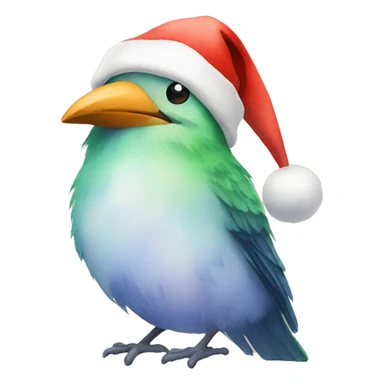Watercolor Bird with Santa hat sticker
