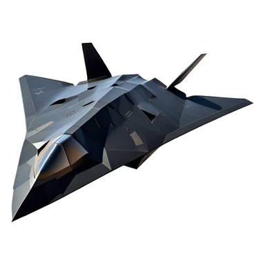 F-117 Nighthawk - Lockheed Martin (Stealth Grey) A futuristic stealth attack aircraft with a distinct faceted, angular design in a stealthy matte grey. Its sharp, jagged edges and unconventional, almost alien-like shape make it look like a shadow cutting through the night sky. The surface should appear non-reflective with subtle panel lines. sticker