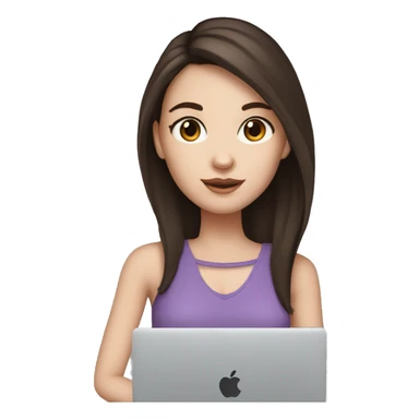 Girl with dark brown hair brown eyes and white skin hold macbook sticker