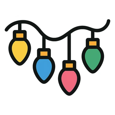 chain of lights, festive and bright, color outline icon style sticker