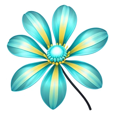 Pastel black and cyan iridescent transparent bio-luminescent flower with yellow stripes sticker