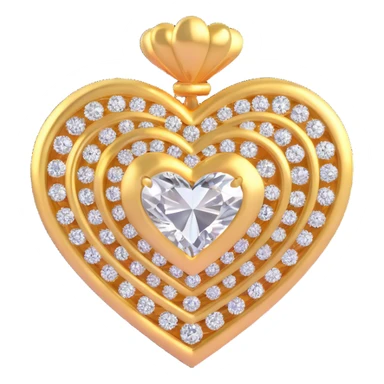 3D emoji style gold heart with sparkling diamond accents sticker