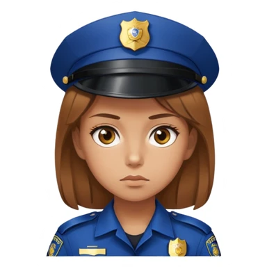 девушка со светло коричневыми волосами,глаза карин как бусинка,в одежде полицейского и с серьезным лицом  sticker