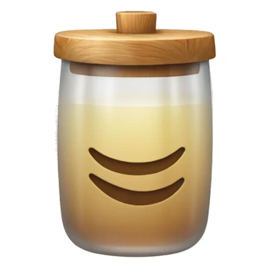 glass with wood lid and straw sticker