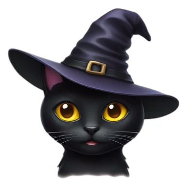 black cat with a witch hat sticker