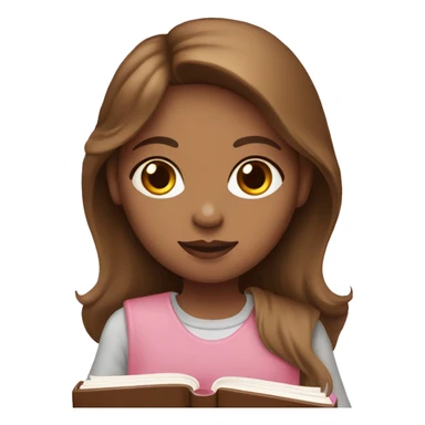 adult girl with light skin and long brown hair holding a closed baby pink book sticker