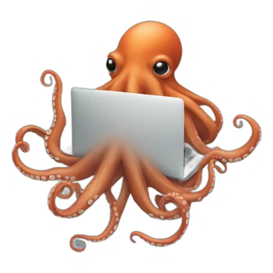 octopus with hoodie and a macbook sticker