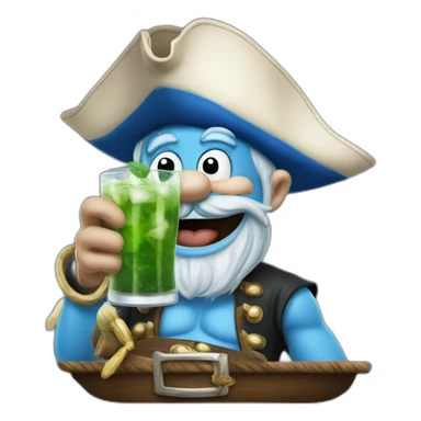 pirate Papa Smurf drinking mojito sticker