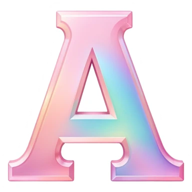 Iridescent pastel pink Font setting icon with letter A sticker