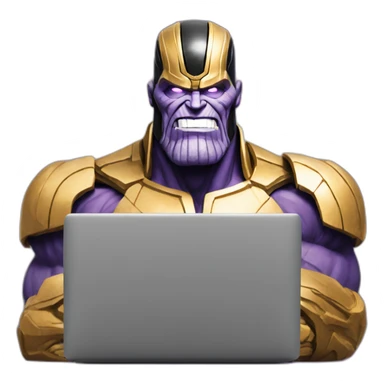 thanos on laptop sticker
