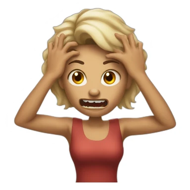 A woman acting like a monster with her hand and her face says grrr. Both hands are visible !  sticker