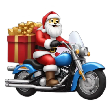 Santa Claus on a motorcycle  sticker