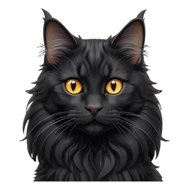 cinematic-black-maine-coon-cat-portrait-emoji,-head-tilted-playfully-and-inquisitively,-sleek--black-fur,-simplified-yet-adorable-features,-highly-detailed,-glowing-with-a-warm,-friendly-glow  sticker