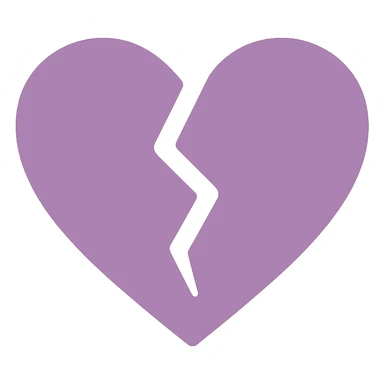 A dull purple broken heart sticker