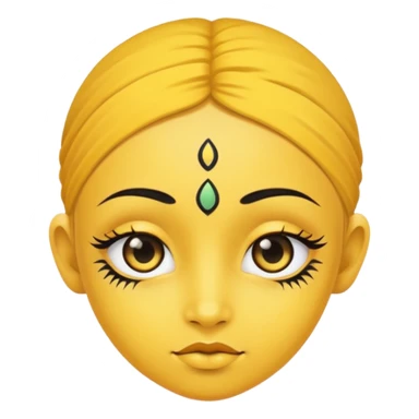 Yellow face with cute eyes and black bindi sticker