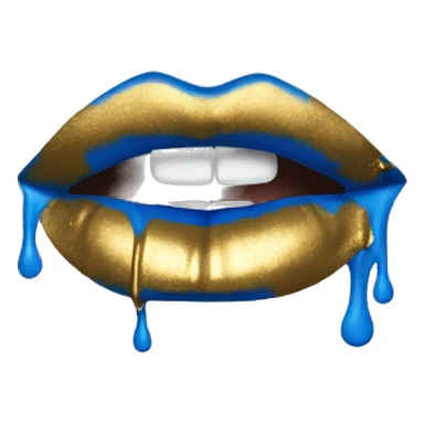 Blue lips with gold dripping off sticker