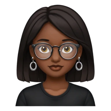 sarah babygirl dark hair and glasses with nose piercing and earrings and black top sticker