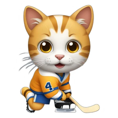 Little cat is hockey player  sticker