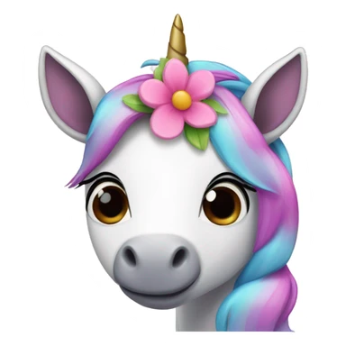 Cute cartoon Unicorn with flower headb sticker
